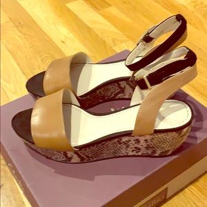 Adorable snake skin platform sandals worn once!